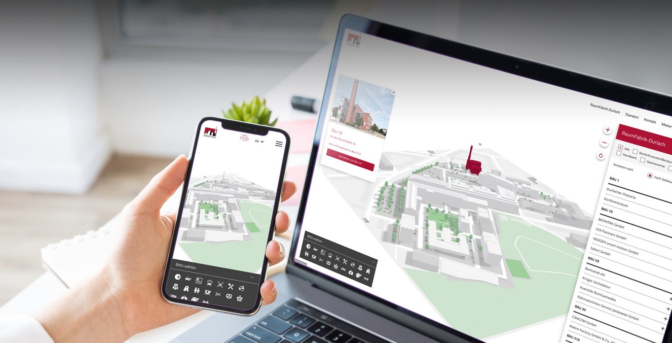Raumfabrik Durlach – Website mit interaktiver 3D-Karte, Referenz eyeworkers