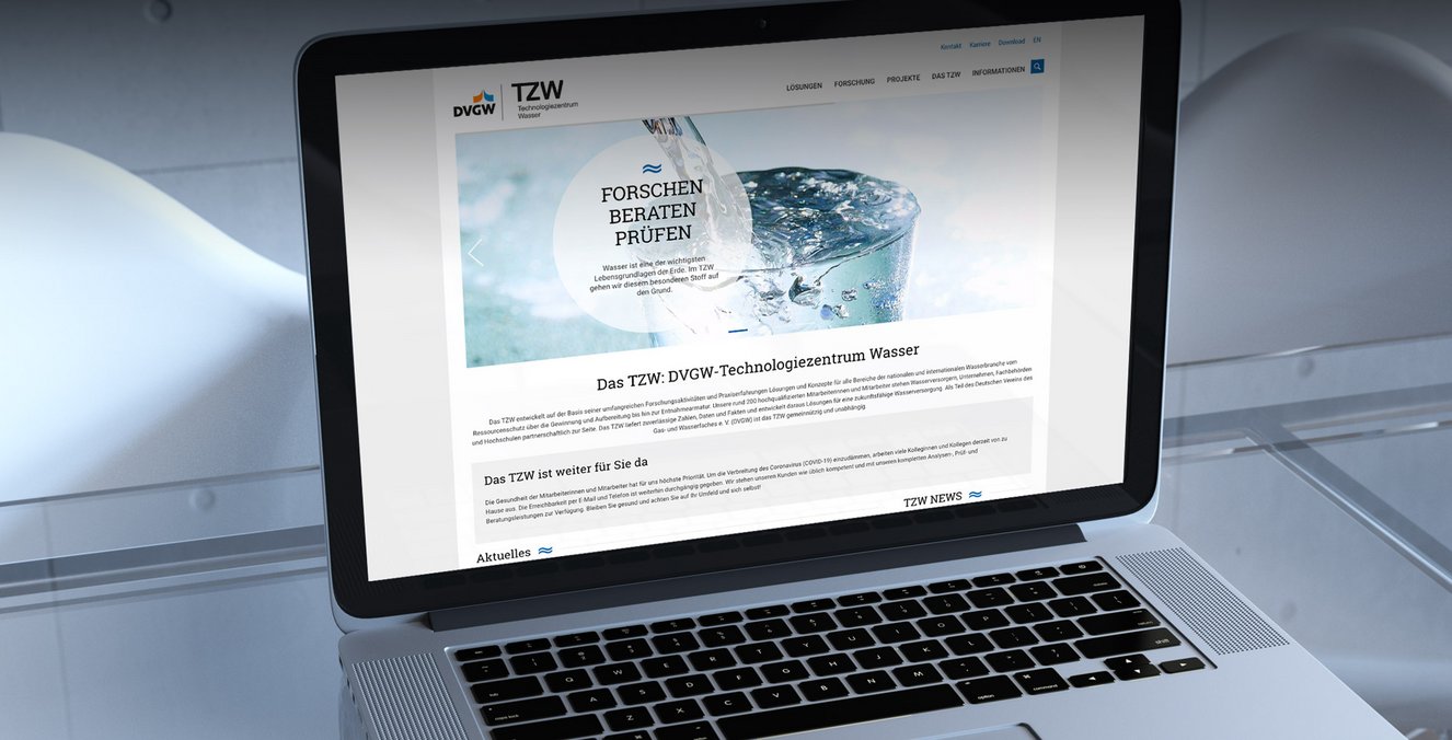 TZW Technologiezentrum Wasser – Website Relaunch, Referenz eyeworkers